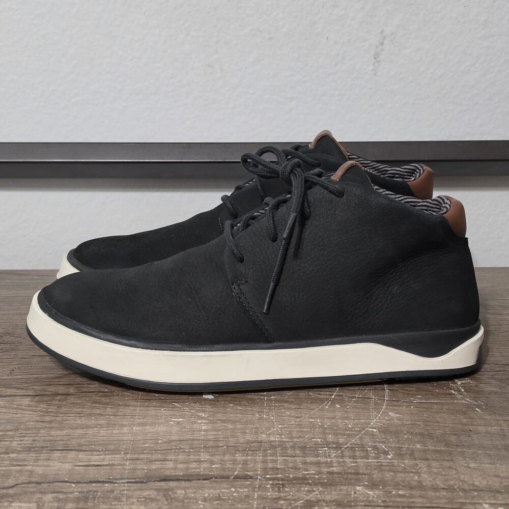 Olukai Papaku Ili Men's Leather Chukka Boots Shoes Size 10 Black